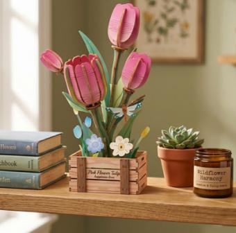 Green Slide - Puzzle 3D Fleurs - Bouquet de Tulipes - 75 Pieces
